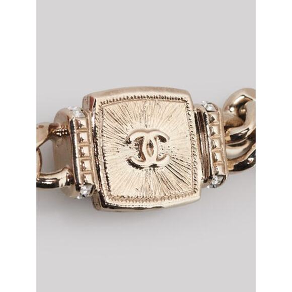 Chanel Gold Metal Crystal Interlocking CC Chunky Chain Bracelet - Picture 5 of 5